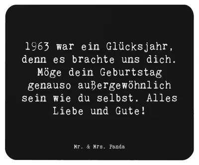 Produktbild von Mr. & Mrs. Panda Mouse Pad Spruch 1963 Geburtstag - Schwarz - Geschenk, pc mauspad, Geburtstagsjahr, computer, Mousepad, Geburtsjahr feiern, Jubiläum, Happy Birthday