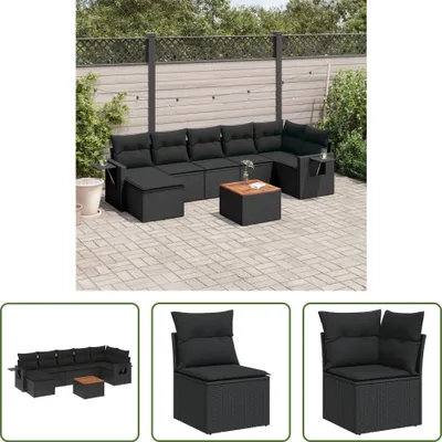 Produktbild von The Living Store 8-tlg. Garten-Sofagarnitur mit Kissen Schwarz Poly Rattan