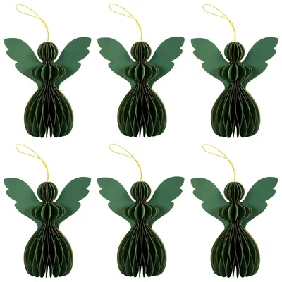 Image de lot de 6 élégantes décorations de Noël Origami Design vert foncé
