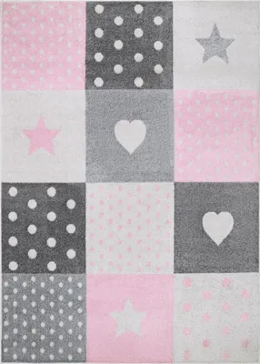 Image de Tapis LAZUR Moderne Rose Crème Gris Chambre Enfants  300 x 400 cm