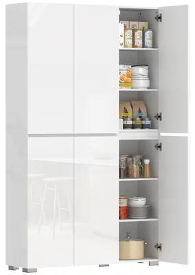 Produktbild von Hochglanz-Kš¹chenschrank mit 6 Tš¹ren mit Soft-Close-Funktion und verstellbaren Einlegeb?den, wei?