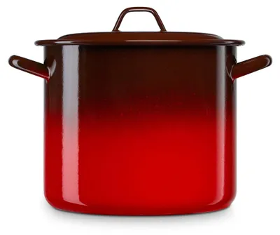 Imagen del producto de Olla de inducción Briebe Ignea, 36 cm, cacerola con tapa, acero esmaltado, 26 litros, color rojo vintage