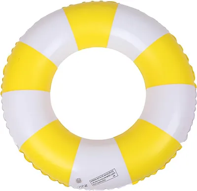 Imagen del producto de Flotador inflable retro, con diseño a rayas, fabricado en PVC, para niños y adultos, ideal para la piscina