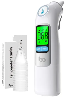 Produktbild von Ohrthermometer, Fieber -Thermometer Baby Erwachsener, digitaler Infrarot 24 Einweg -Schutzkappen