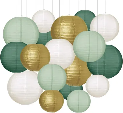 Produktbild von 20 Stück Papierlampion, Salbeigrün Papier Laterne (Ø 15/20/25/30cm)