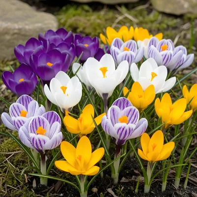Immagine prodotto di Bulbi da fiore Exotenherz - Crocus Crocus mix a fiore grande in vari colori colori (30 pezzi) diametro 7-8 cm