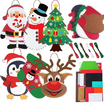 Produktbild von Filzanhänger Weihnachten Bastelset für Kinder 6 Stück DIY Nähset mit Zubehör