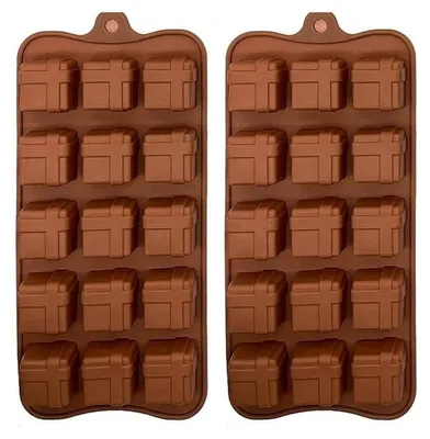 Produktbild von GKA 2 Stück Silikon Pralinenform Geschenke mit Schleife Schokoladenform, 3D Schokolade Pralinen Silikonform Backform 48 Mulden BPA Frei