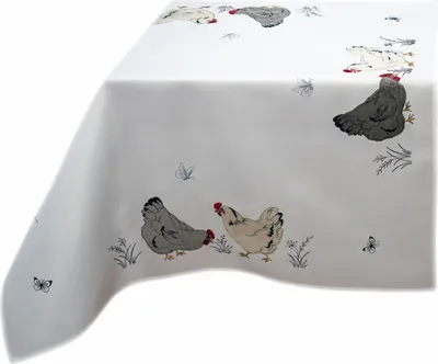 Image de Nappe Chemin de table Broderie Poule Papillons Pâques 85 x 85 cm