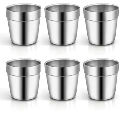 Produktbild von Espressotassen, Set mit 6 Stück, Edelstahl, doppelwandig, spülmaschinenfest