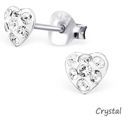Produktbild von Herz Ohrringe: Kinder Kristall Herz Ohrstecker Silber 925 Crystal