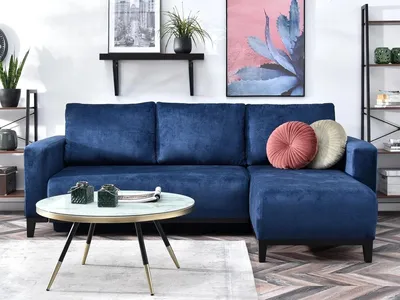 Produktbild von Ecksofa DALENA – Dunkelblau/Schwarz