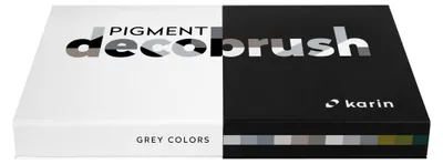 Immagine prodotto di Pennello decorativo Karin Pigment, nero, grigio scuro, verde, grigio, grigio chiaro, multicolore, 12 colori, forma rotonda, per bambini, confezione