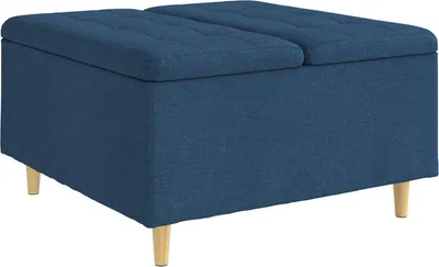 Productafbeelding van vidaXL Ottoman met opbergruimte, blauw, 80 x 80 x 45 cm, gestoffeerd