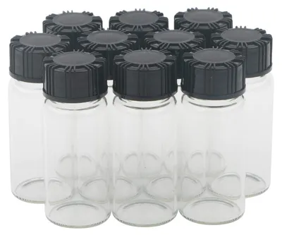 Glasflasche 10 ml, klar, mit Schraubdeckel, 10 Stück