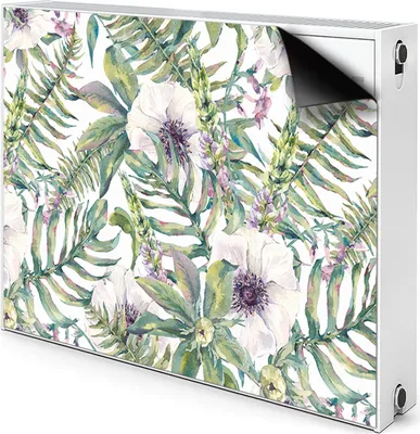 Produktbild von Magnet Radiator Magnet Mat Heizkörper Heizung Verkleidung Abdeckung 90x60 cm  - weiße Blumen