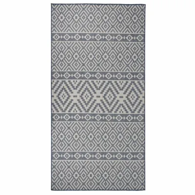 Obrázek produktu pro Venkovní hladce tkaný koberec Modré pruhy / 100 x 200 cm