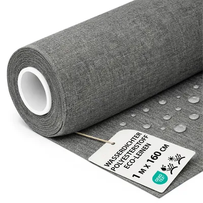 Produktbild von Markisenstoff Meterware Polyester Stoff 1 m x 160 cm Grau Leinenoptik
