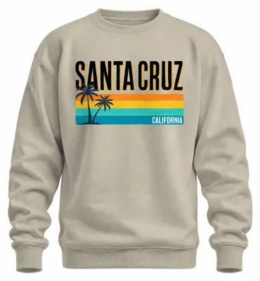 Productafbeelding van Santa Cruz, Californië, retro, palmen, strandvakantie, surfen, USA, sweatshirt, trui, natuur, maat M
