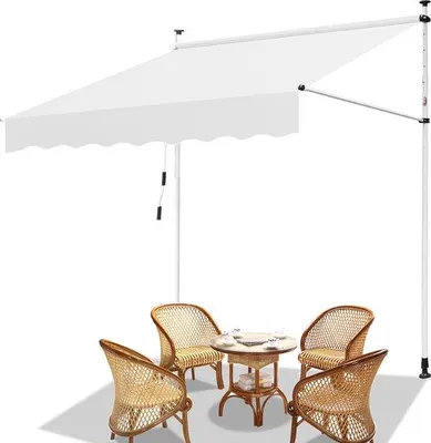 Image de Store de balcon réglable de 250 cm, blanc laiteux