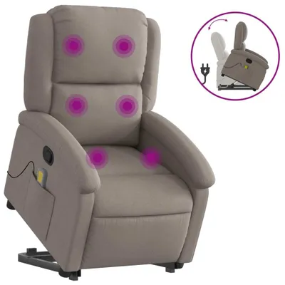 Produktbild von vidaXL Massagesessel mit Aufstehhilfe Taupe Stoff