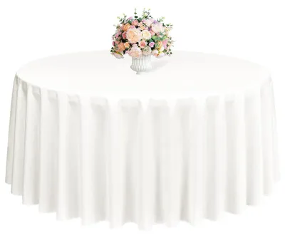 Produktbild von Runde Tischdecke Elfenbein 228 cm Polyester waschbar & wiederverwendbar für Feiern