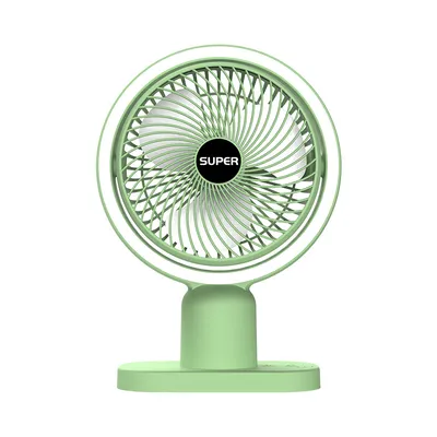Imagen del producto de Ventilador de mesa USB con luz, portátil y recargable, color verde