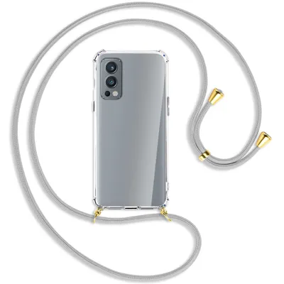 Produktbild von Handykette Backcover-Schutzhülle mit Band (Metall goldfarben) für OnePlus Nord 2 5G - silbergrau