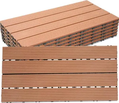 Produktbild von Famanu Terrassenfliesen 60x30 cm - 24 Stück, 4 m², WPC, gelb-braun