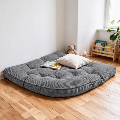 Produktbild von Bodenkissen 100 × 100 cm aus Flanell, weich, Fanform,Grau