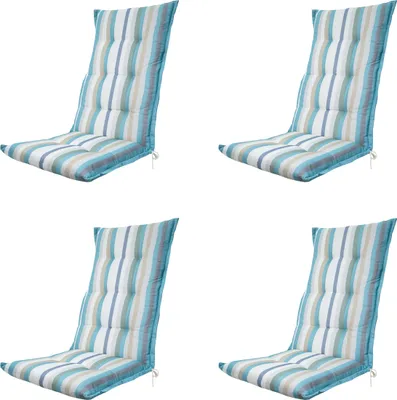 Produktbild von Madison - Gartenstuhlauflage Hochlehner Righe azurblau - Ca. 123x50 cm - 4er-Set
