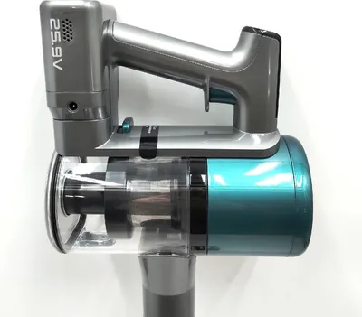 A close-up view of a cordless vacuum cleaner.