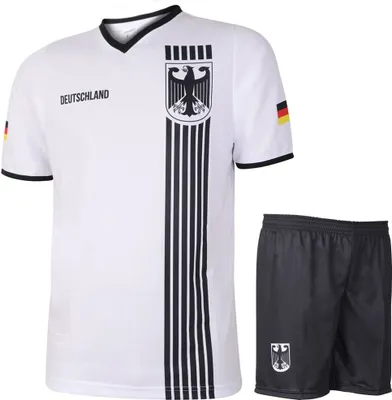 Zdjęcie produktu dla Zestaw koszulek piłkarskich Germany Home - Paski czarno-białe - Dzieci i dorośli - 140