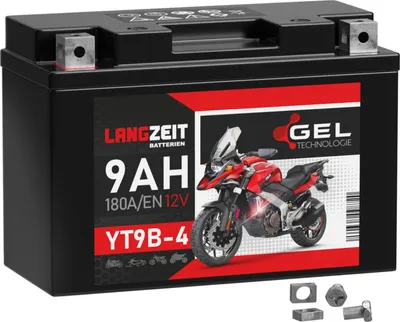 Produktbild von Langzeit Gel Motorradbatterie YT9B-4 9Ah 12V