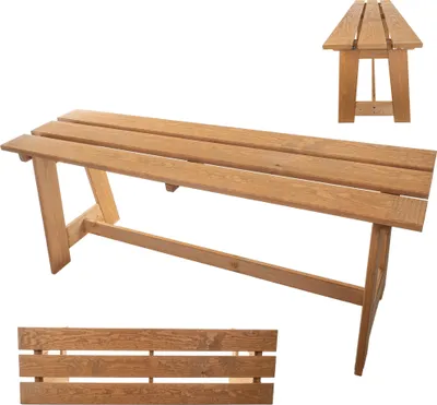 Produktbild von KADAX Parkbank aus Holz ohne Rückenlehne 119 cm, massive Terrassenbank