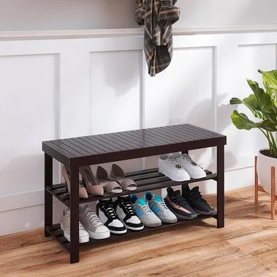 Immagine prodotto di Scaffale per scarpe Famanu in bambù massiccio: versatile e stabile