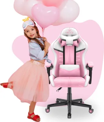 Zdjęcie produktu dla Fotel gamingowy dla dzieci Hell's Chair HC- 1004 KIDS Pink Różowy Biały Szary