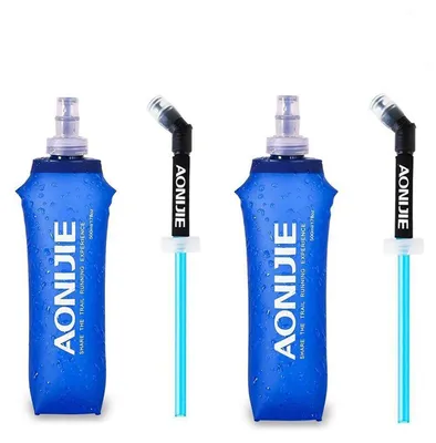 Produktbild von AONIJIE Weiche faltbare Thermosflaschen aus TPU, 500 ml, mit Strohhalm, für Laufen, Wandern, Radfahren, Klettern, 2 Stück
