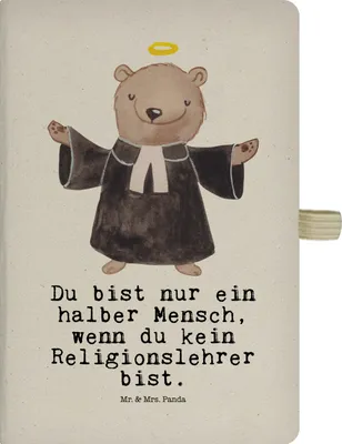 Produktbild von Mr. & Mrs. Panda notizbuch Religionslehrer Herz - Transparent - Geschenk, Witzig, Lustig, Grundschule, Reisetagebuch, Skizzenbuch, Tagebuch, Journal, Spruch, A5