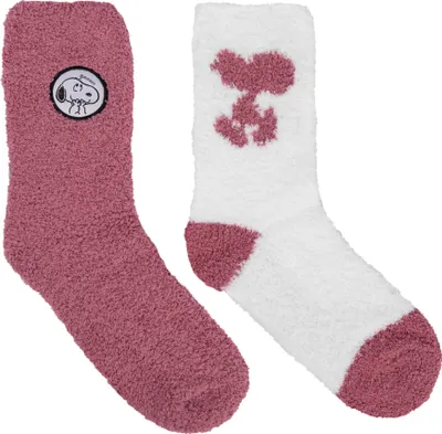 Produktbild von The Peanuts Snoopy Kuschelsocken für Damen - Flauschige Wintersocken warme Socken Pink/Weiß (2er Pack) 39-42