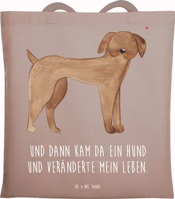 Produktbild von Mr. & Mrs. Panda Jutebeutel Hund Dogge - Braun Pastell - Geschenk, festivaltasche, Herz, Hunde, Sprüche, Beutel, Deutsche, Uni Tasche, Tote Bag
