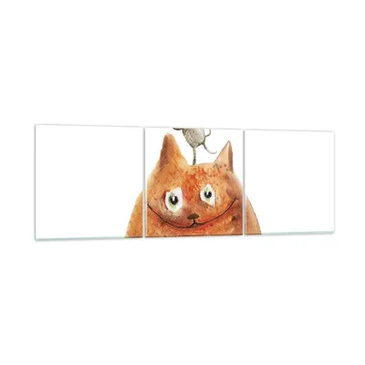 Produktbild von Bilder auf glas - 3 Teile - Katze Maus Kinder - 150x50cm - Glasbilder - Wandbilder - Bilder - zum Aufhängen bereit - Wanddekoration aus Glas - Glas Bilder - Wandbild auf Glas - GCA150x50-4195