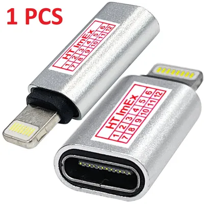 Produktbild von USB-C auf 8-Pin-Adapter Buchse Stecker Silber kompatibel mit iPhone 12, 12 Pro, 12 Pro Max