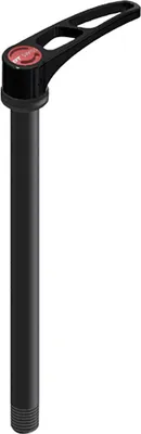 A product shot of a bicycle rear thru-axle.
