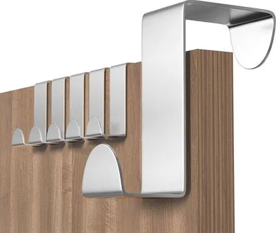 Immagine prodotto di Ganci in acciaio inossidabile - Ganci per vestiti - Ganci da appendere alla porta - Camera da letto - Bagno - Cucina - Armadio - Colore argento