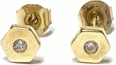 Produktbild von Ohrring 333 Gelbgold sechseckig poliert Zirkonia Ohrstecker