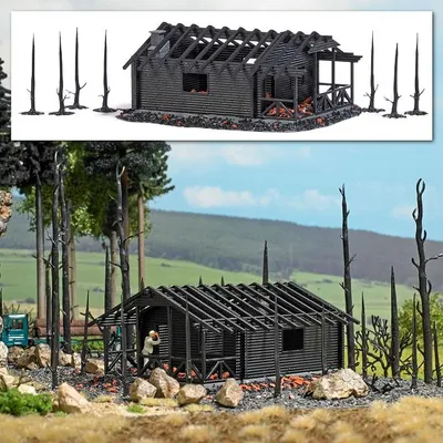 Obrázok produktu pre Busch H0 1853 Abgebrannte Waldhütte H0