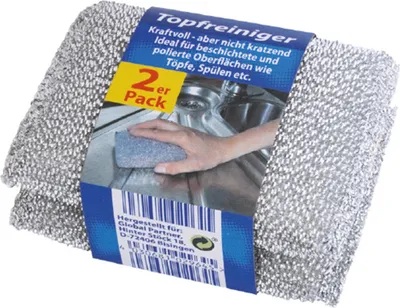 Produktbild von 2er Topfschwamm Topfreiniger silberfarbig, kraftvoll, nicht kratzend