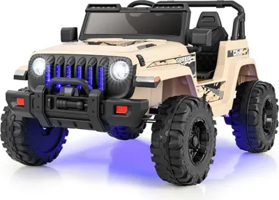 Zdjęcie produktu dla 12V elektryczny samochodzik dla dzieci z pilotem i odtwarzaczem MP3, kolor khaki