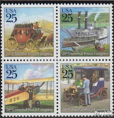 Produktbild von Briefmarken USA 1989 Mi 2064A-2067A Viererblock (kompl.Ausg.) postfrisch Kongress Weltpostverein